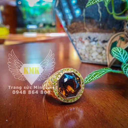 nhẫn nam vàng 18k đính citrine