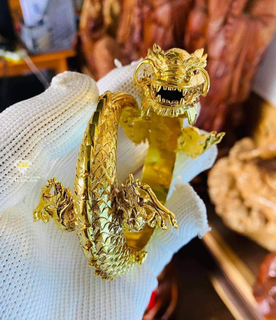 Vòng Tay Rồng Cuộn Vàng 18K Đẳng cấp Dân Chơi Mingems