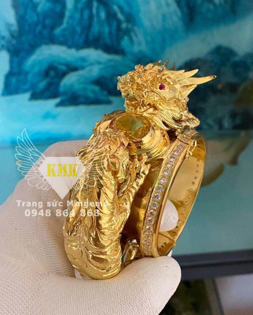 vòng tay rồng hổ đúc vàng 18k