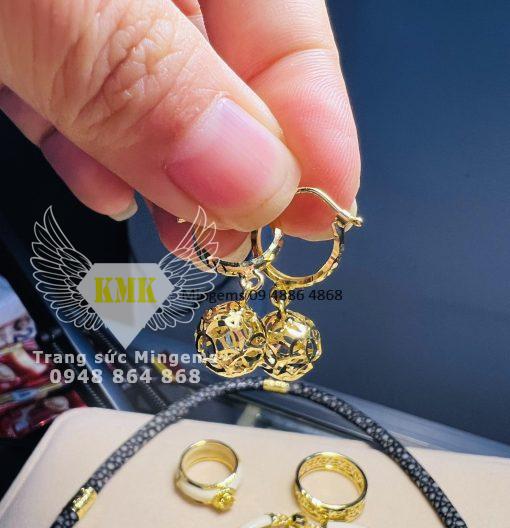 bông tai nữ kim tiền vàng 18k