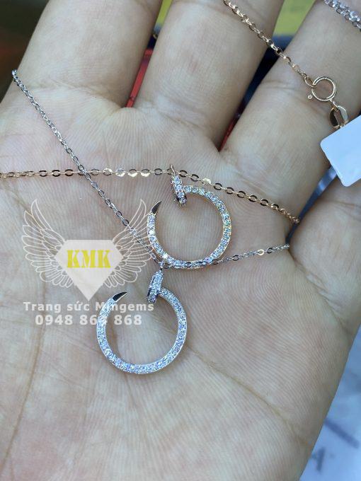 mặt dây cartier cây đinh khảm xoàn vàng 14k