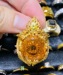 mặt dây đá citrine thạch anh vàng