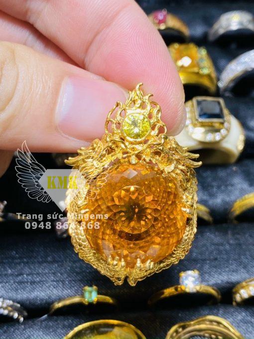 mặt dây đá citrine thạch anh vàng