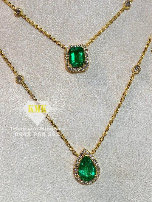 mặt dây chuyền ngọc lục bảo nữ vàng 18k