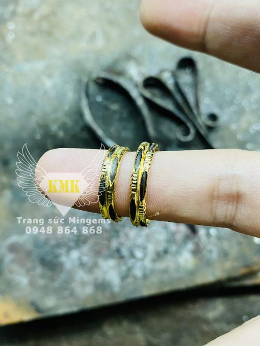 nhẫn đôi lông đuôi voi kép vàng 18k