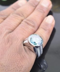 nhẫn kim cương moissanite 15ly xanh blue