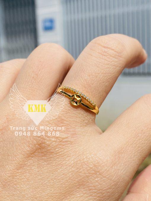 nhẫn nữ kim tiền vàng 18k