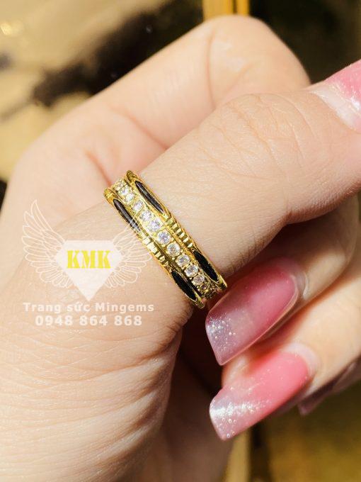 nhẫn lông voi kép vàng 18k