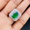 nhẫn ngọc lục bảo emerald nữ vàng trắng 18k