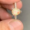 nhẫn nữ opal hình giọt nước vàng trắng 18k