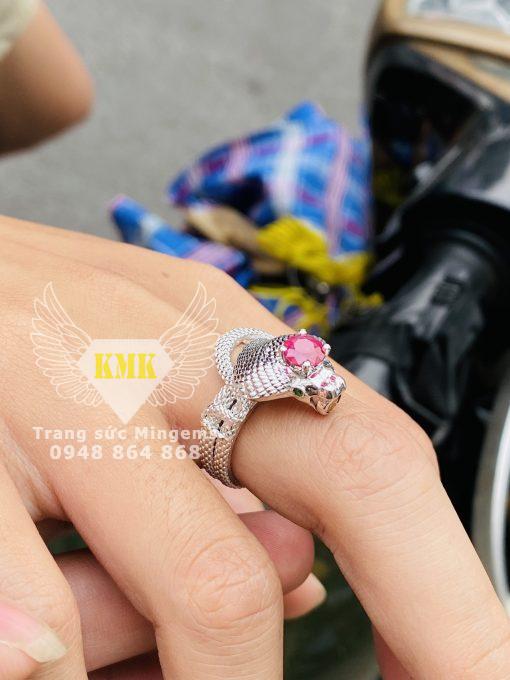 nhẫn nam ruby facet đỏ tươi vàng 18k