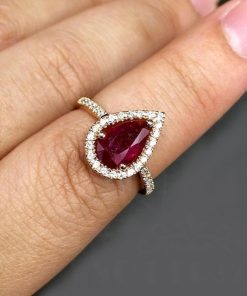 nhẫn nữ ruby giọt nước vàng 18k