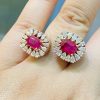 nhẫn nữ ruby hình chữ nhật vàng 18k kép