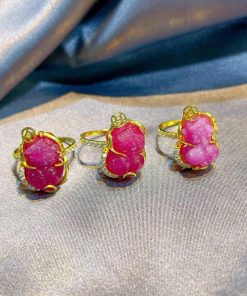 nhẫn nữ mệnh hỏa gắn tỳ hưu ruby