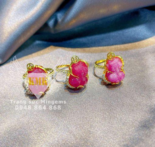 nhẫn nữ mệnh hỏa gắn tỳ hưu ruby