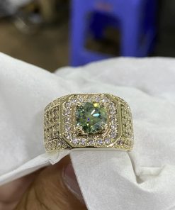 nhẫn kim cương moissanite xanh 6ly8