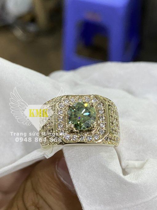 nhẫn kim cương moissanite xanh 6ly8