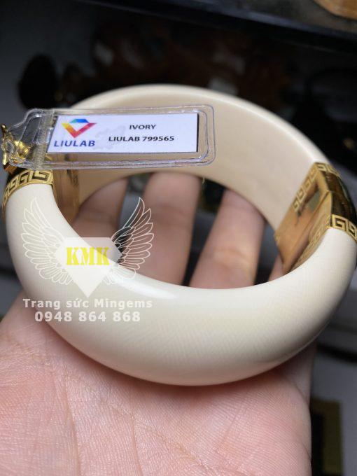 vòng tay ngà voi 30li bọc vàng 18k