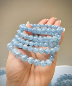 chuỗi đá aquamarine hạt 8mm xanh thiên nhiên