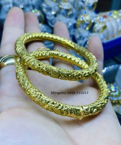 vòng tay chạm rồng phượng vàng 18k