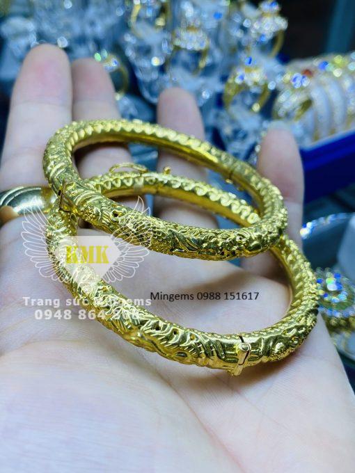 vòng tay chạm rồng phượng vàng 18k