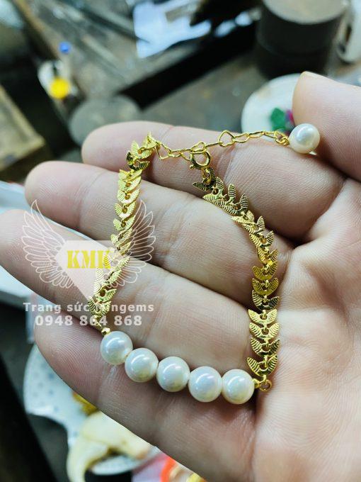 vòng tay ngọc trai 6ly vàng 18k