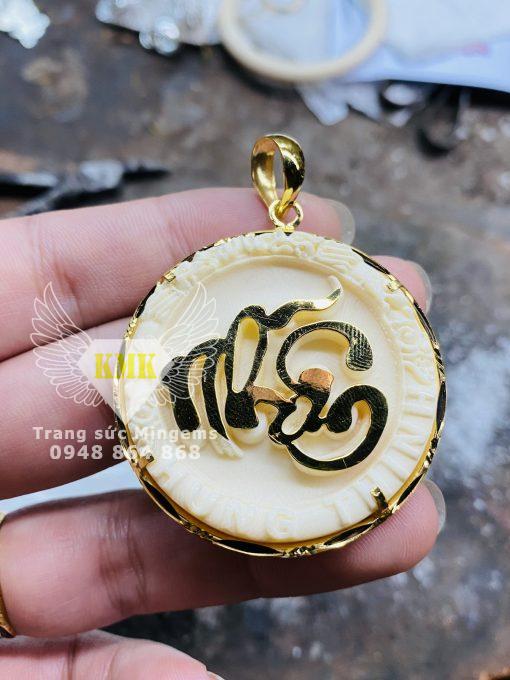 mặt chữ nhẫn ngà voi vàng 18k