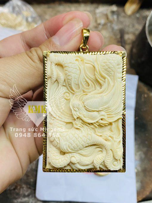 mặt dây chuyền rồng ngà voi bọc vàng 18k