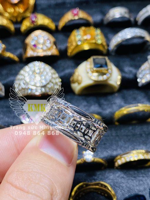 nhẫn kim tiền vàng trắng ý 18k