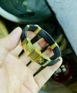 vòng tay lông đuôi voi bản dẹp vàng 18k