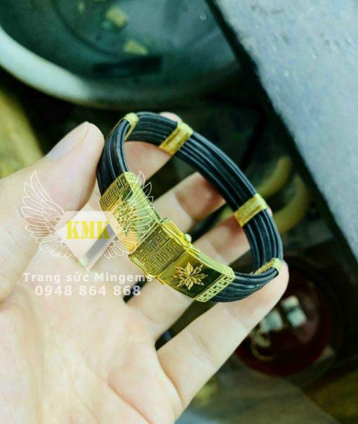 vòng tay lông đuôi voi bản dẹp vàng 18k