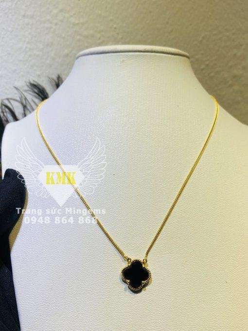 bộ dây chuyền vàng 18k mặt cỏ 4 lá