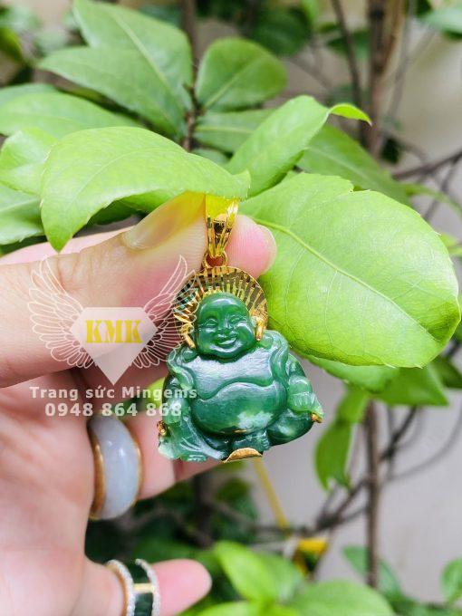 mặt di lặc ngọc bích bọc vàng 18k