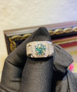 nhẫn kim cương moissanite màu xanh lá cây 6ly8