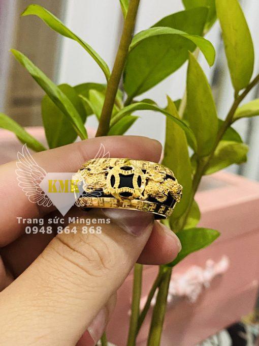 nhẫn kỳ lân ngậm tiền vàng 18k