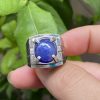 nhẫn nam vàng trắng đính sapphire