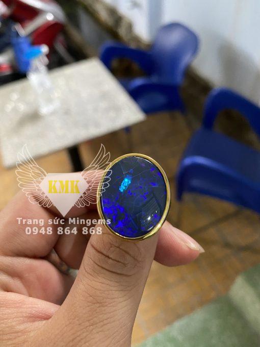 nhẫn vàng 18k đính opal xanh