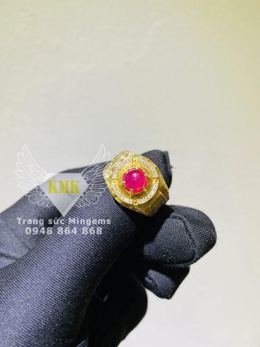 nhẫn vàng rolex đính ruby lục yên