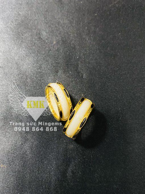 Nhẫn Cặp Ngà Voi Mini Bọc Vàng 18k