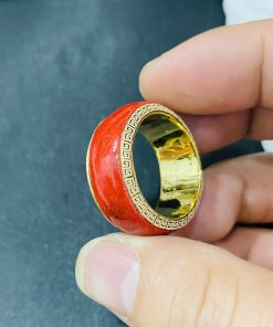 Nhẫn San Hô Đỏ Bọc Vàng 18k