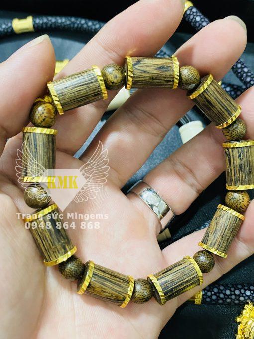 Vòng Tay Trầm Sánh Chìm Bọc Vàng 10k Thơm Giá Rẻ Tại Mingems