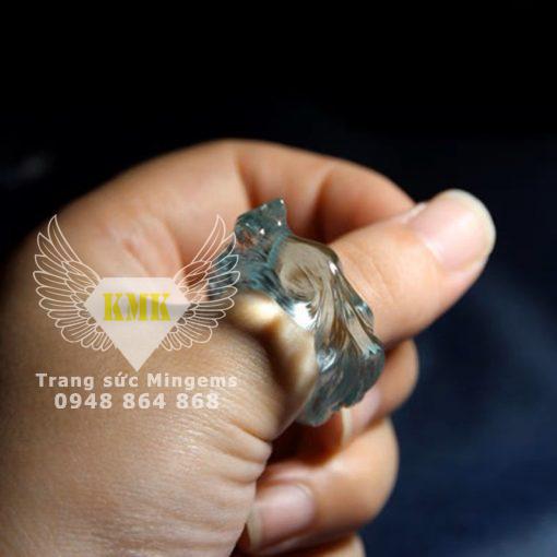 Nhẫn Hồ Ly May Mắn Đá Quý Aquamarine Cực Kỳ Hiếm Có Mingems