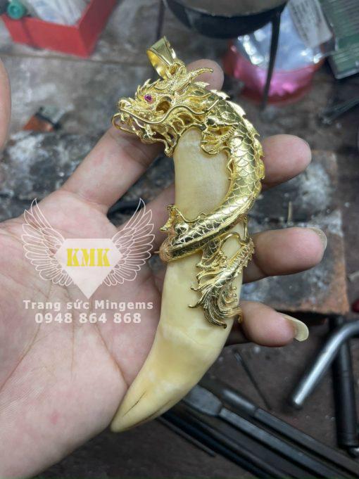 Nanh Hổ Bọc Vàng Rồng 3D Cuộn 18k Sắc Nét Hiện Nay Nặng Vàng ( Nanh Fake )