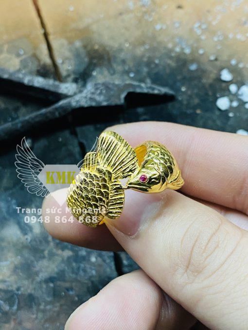 Nhẫn Cá Rồng Kim Long Vàng 18k Nhẹ Vàng Nhất Cho Anh Em Đam Mê Phong Thủy