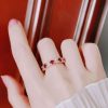 Nhẫn Nữ Vàng 18k Đính Ruby Facet Kết 6 Viên 3ly Gắn Xoàn Cực Đẹp