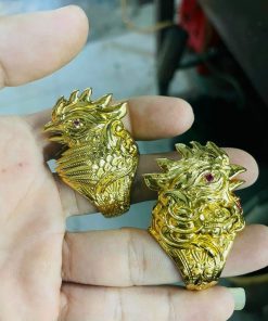 nhẫn hình đầu gà trống vàng 18k