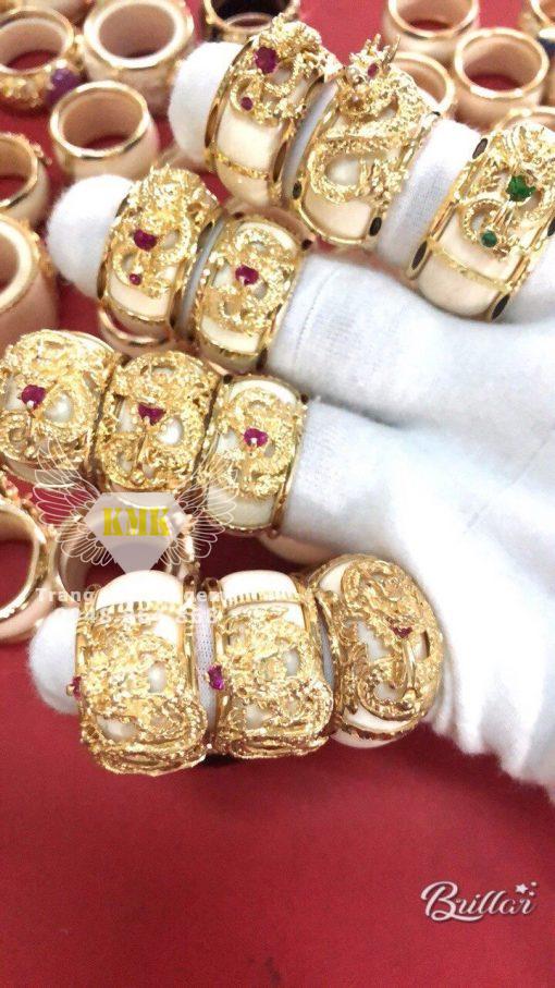 Nhẫn Rồng Ngậm Ngọc 3D Vàng 18k Gắn Nhẫn Trắng Ngà Voi Đẹp Giá Rẻ Tại Sài Gòn