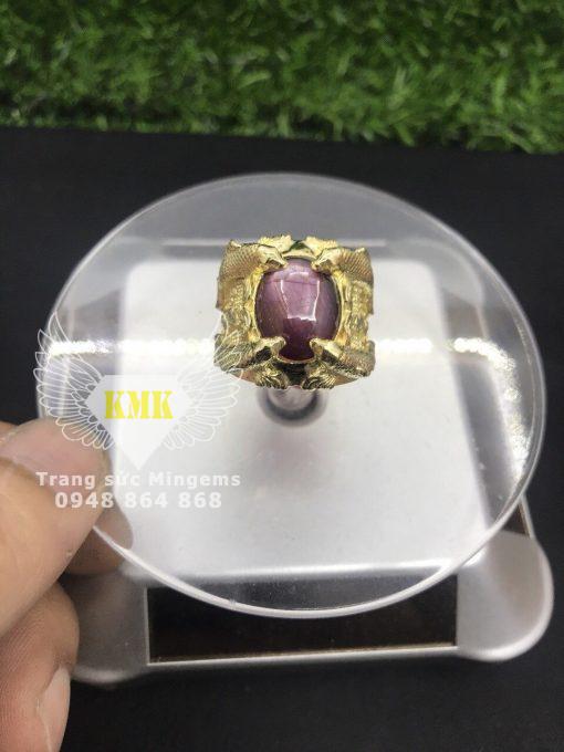 Nhẫn Vàng 18k Hình 4 Con Cá Chép Đính Ruby Thiên Nhiên Sao Phi Rất Đẹp Và Phong Thủy