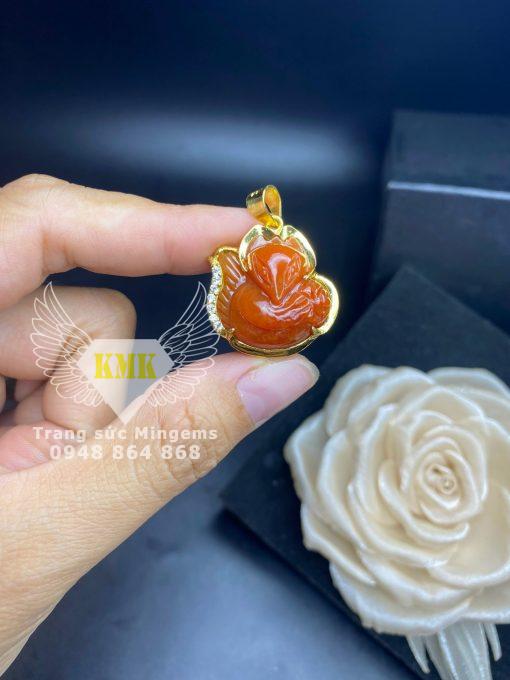 Mặt Dây Chuyền Hồ Ly Vàng 18k Bằng Ngọc Cẩm Thạch Huyết Phong Thủy Tại May Mắn