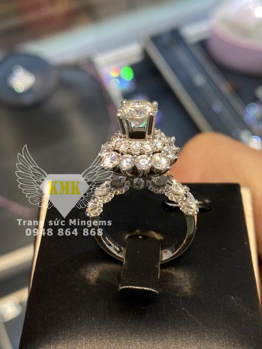 Nhẫn Kim Cương Nữ Moissanite 8 Ly 2 Chậu Bông Hoa Rực Rỡ Vàng Trắng 14k Giá Tốt Nhất Hiện Nay